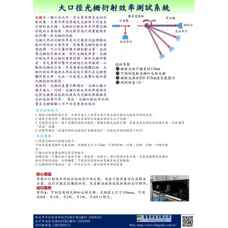 大口徑光柵衍射效率測試系統